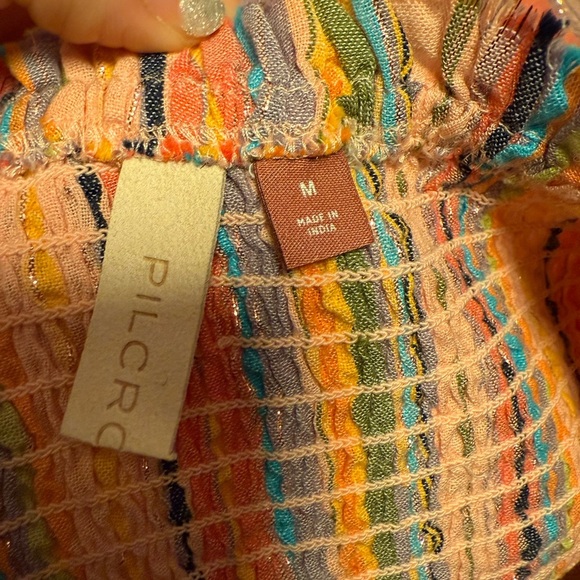 Anthropologie Pilcro long sleeve boyfriend striped shirt & smoked top set - Picture 9 of 10